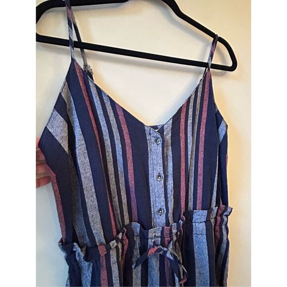 NWT Splendid Linen Blend Wide-leg Jumpsuit Sz M Striped sleeveless stretch waist - Picture 3 of 13